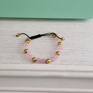 Pink and gold beaded bracelet